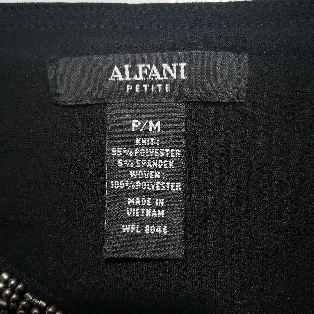 Alfani Petite Ladies Size Medium Petite Black & Ivory Patterned Tunic Length Top - Picture 3 of 10